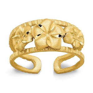 Black Bow Jewelry Plumeria Diamond Cut Toe Ring in 14 Karat Gold - 1 of 4