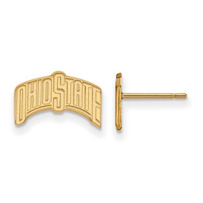 Black Bow Jewelry 14k Yellow Gold Plated Sterling Silver Ohio State Buckeyes NCAA Post Earrings
