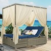 Adjustable Outdoor Sun Bed with Canopy, PE Rattan Frame, Comfortable Cushions, Freely Reclining, Weather-Resistant-Coolbibila - 3 of 4