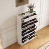 Vynxaria White Shoe Storage Cabinet with Three-Layer Flip Design - 4 of 4