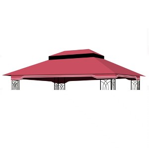 Gulches 10x12 Ft Outdoor Patio Gazebo Replacement Canopy - Double Tiered Tent Roof Cover Only (Frame Not Included), Red - 1 of 4