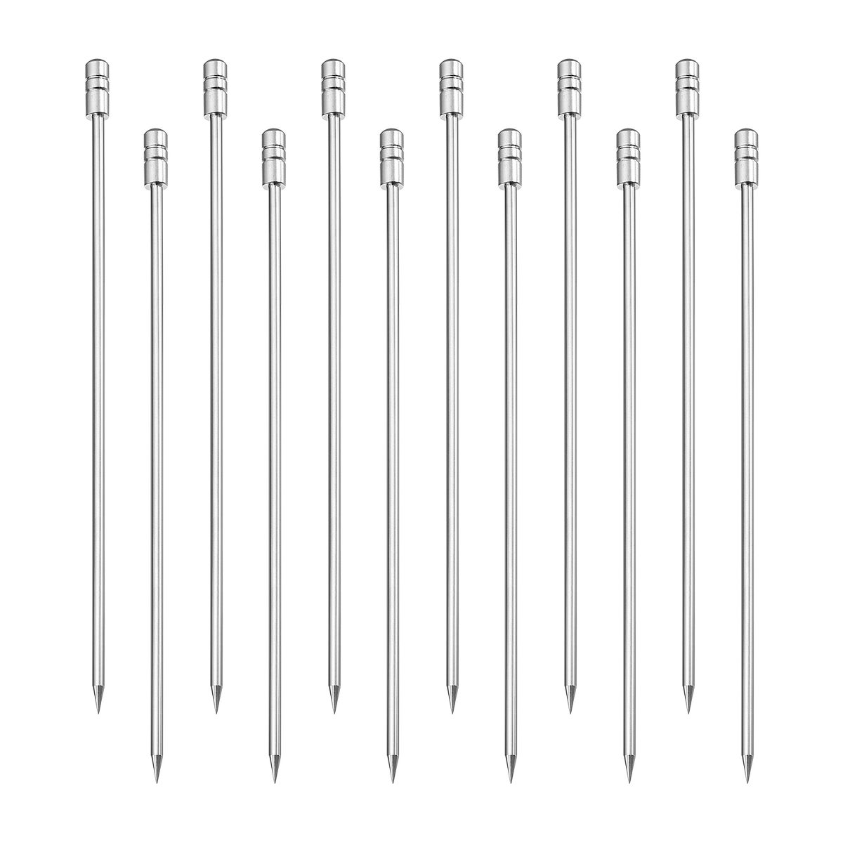 Unique Bargains Stainless Steel Drink Appetizer Cylinder Head Cocktail Picks 4.3"
