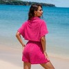 Women's Pink Collared Plunging Wide Leg Romper - Cupshe - image 3 of 4