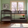 L-Shaped Twin Over Twin Bunk Bed with Trundle, Convertible Design, Solid Pine Wood Frame, White Finish - 3 of 4