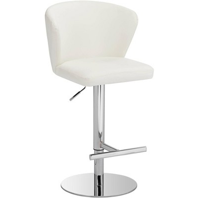 Studio 55D Cassidy Chrome Swivel Bar Stool 29 1/2" High Modern Adjustable White Faux Leather Cushion with Backrest Footrest for Kitchen Counter Height