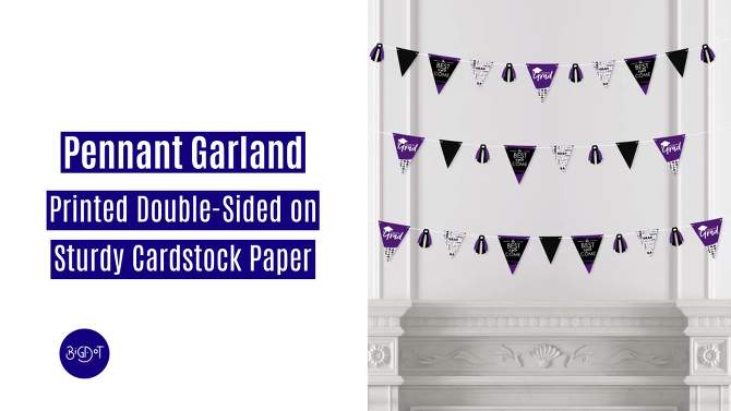 Big Dot of Happiness 30 Piece Purple Graduation Party Pennant Triangle Banner, 2 of 10, play video