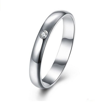 3mm Wedding Band for Women or Men Solitaire CZ Sterling Silver Ginger Lyne Collection