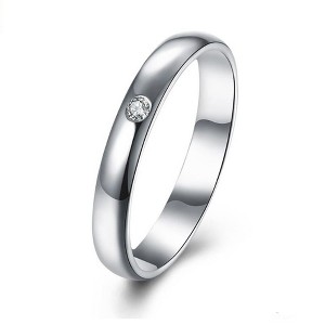 3mm Wedding Band for Women or Men Solitaire CZ Sterling Silver Ginger Lyne Collection - 1 of 4