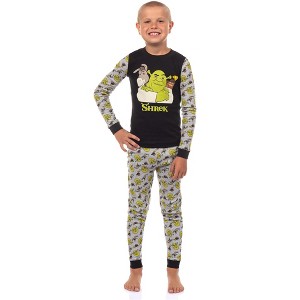 Shrek Pajamas Boys' Best Friends 2-Piece Tight Fit Lounge Sleep Set - 1 of 4