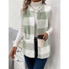 Coolmee Womens Sleeveless Plaid Fleece Vest with Pockets Open Front Fall Cardigan Fuzzy Jacket Coat - 3 of 4