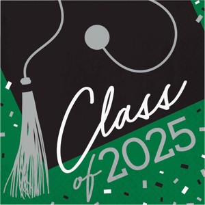 Creative Converting Class of 2025 Graduate Emerald Green Paper Napkins 108ct - 1 of 3