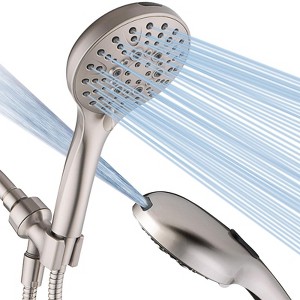 BRIGHT SHOWERS High Pressure Handheld Shower Head, 9-Spray Showerhead with 69" Hose, Bracket - 1 of 4