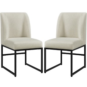 Yaheetech Set of 2 Modern Dining Chairs Upholstered Armless Chair, Beige - 1 of 4