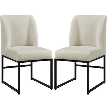 Yaheetech Set of 2 Modern Dining Chairs Upholstered Armless Chair, Beige