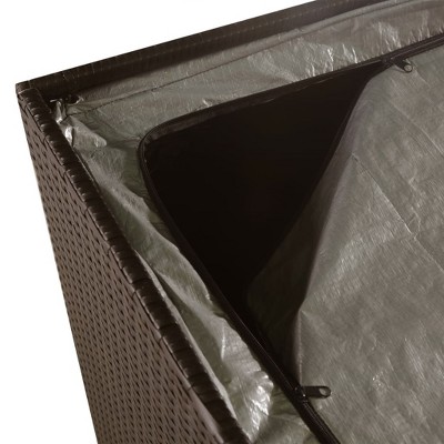Brown Poly Rattan Outdoor Storage Deck Box with Steel Frame