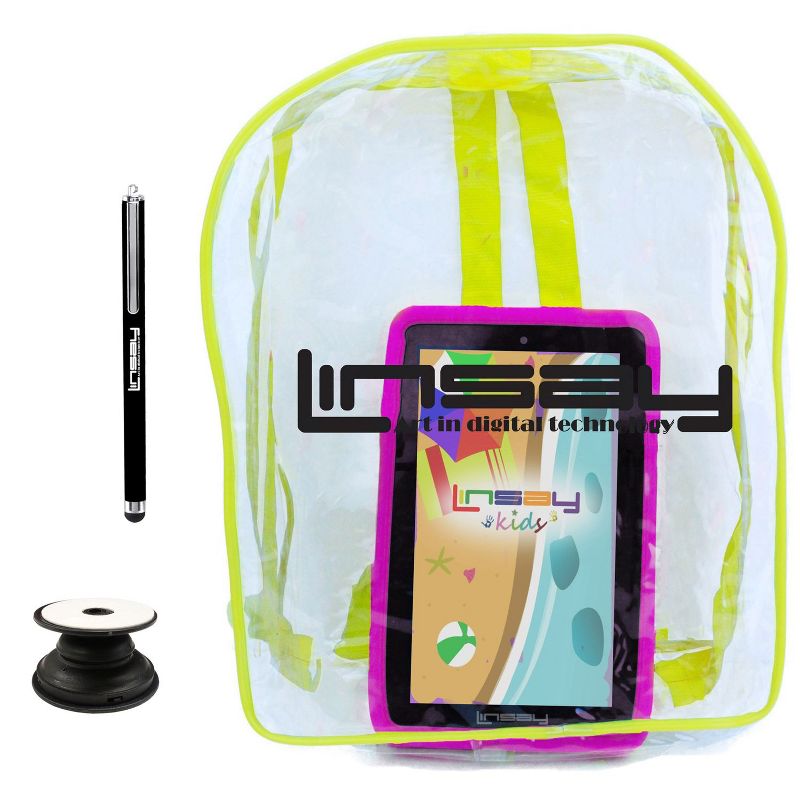 LINSAY 7" Kids Tablet 64GB New Android 13 Funny with Defender Case and Backpack Dual Camera, 1 of 3