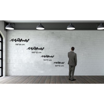 Black Metal Birds on Branch Wall Sculpture, 47 x 10 inches