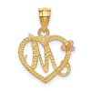 Black Bow Jewelry 14k Two Tone Gold Grace Collection 15mm Heart Initial M Pendant - 3 of 4