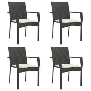 vidaXL Patio Chairs with Cushions 4 pcs Poly Rattan Black - 1 of 4