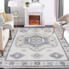 Boho Vintage Floral Printed Area Rug Low Pile Washable Stain Resistant Non Shedding Floor Mat with Non Slip Backing - 2 of 4