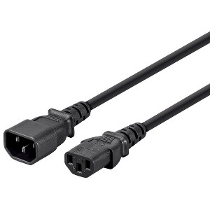 Monoprice Extension Cord - 25 Feet - Black | IEC 60320 C14 to IEC 60320 C13, 18AWG, 10A, 3-Prong, SVT, For Powering Computers, Monitors, Peripherals - 1 of 4
