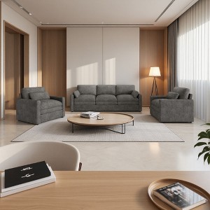 89" Chenille 3-Seater Sofa with Double-Layer Cushion & Detachable Lumbar Pillow - 1 of 4