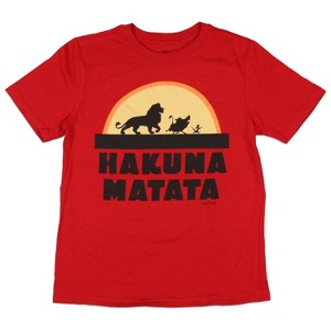 Seven Times Six Disney The Lion King T Shirt Boys Hakuna Matata Trio Sunrise Silhouette T-Shirt Red - 1 of 3