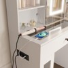 Large Vanity Desk with Sliding Mirror, 3-Color LED Lights & Power Outlets, Makeup Dressing Table with Storage Drawers - 2 of 4
