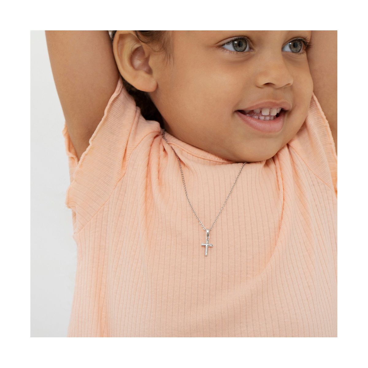 Girls' Teenie Tiny Cross Sterling Silver Necklace - In Season Jewelry - thumbnail 3