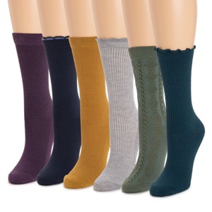 MUK LUKS Women's Whisper Soft 8 inch Crew Sock 6 Pack - 1 of 1
