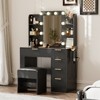 Buenhomino Vanity Desk with Llight Sliding Mirror and 5 Drawers, Makeup Vanity Table Set for Bedroom - 3 of 4