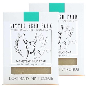 Little Seed Farm Organic Goat’s Milk Soap Exfoliating Body Bars – Handmade | Energizing & Toning Scrub (4.75 oz) Rosemary Mint (PACK OF 2) - 1 of 3