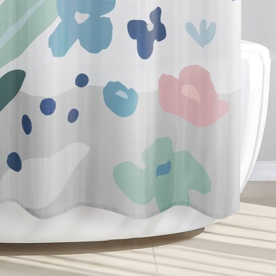 Summer Flower Multicolor Polyester Fabric Shower Curtain