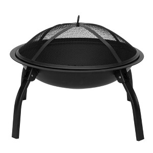 Karl Home | 21.65 in. Patio Round Iron Fire Pit with Folding Legs - 1 of 4