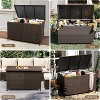 180 Gallon Rattan Deck Box, Wicker Waterproof Outdoor Storage Box, Outside Storage Bins Cabinet With Curved Handle & Universal Wheels - 3 of 4