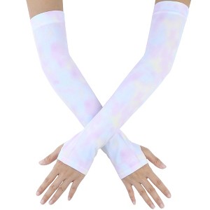 INSPIRE CHIC Women's Sun Cover Arm Stretch Cooling Tie-Dye Compression Sleeves Gloves 1Pair - 1 of 4