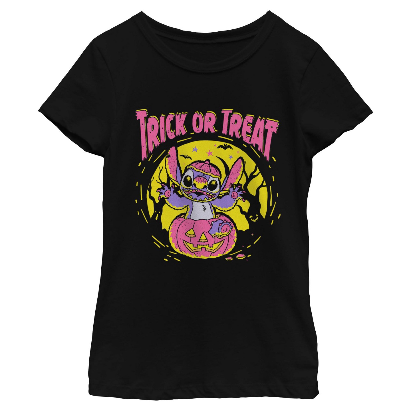Футболка Lilo & Stitch Halloween Trick or Treat T Shirt - Black для девочек, цвет: Чёрный — фото 1