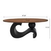 INFURNIC Coffee Tables White Nesting Coffee Table Set of 2 Oval and Round Design with Sturdy Metal Base for Living Room, Black, 30.91"*20.67"*19.17" - 4 of 4