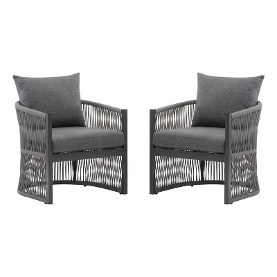 Christopher Knight Home Cassie Outdoor Aluminum Club Chair with Rope Accents (Set of 2)