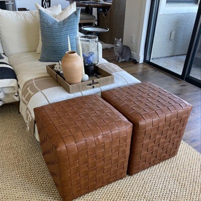 Target deals leather ottoman