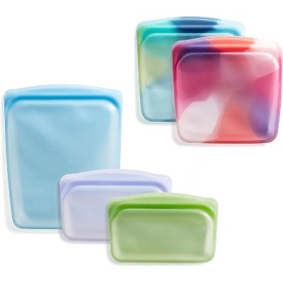 Premium Silicone Reusable Food Storage Bags, 4-Pack Clear Multi-Use Lunch Bags