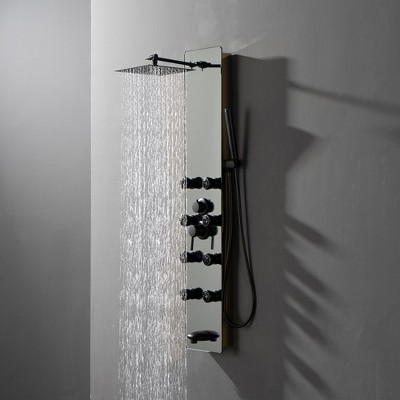 Nickel and Black 8-Jet Multifunction Shower Panel System