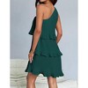 Coolmee Women Summer Mini Dress Boho One Shoulder Ruffle Casual Tiered Chiffon Pleated Flowy Short Dress - 2 of 4