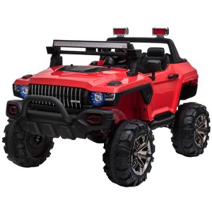 Aosom 12V Ride-on Truck with Remote Control, 2-Seater Battery-Operated Electric Car for Kids with Music, Red - 1 of 4