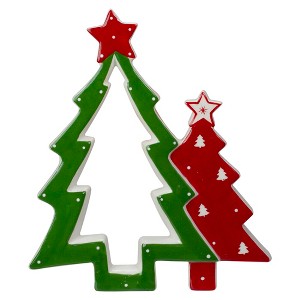 Northlight 9" Green and Red Ceramic Christmas Tree Tabletop Decoration - 1 of 4