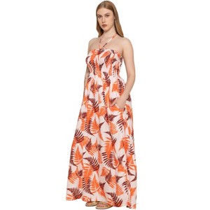 beach tube dress Tropical Floral Beach Dress  Convertible Halter Tube Style Black/Blue / One Size Fits Most