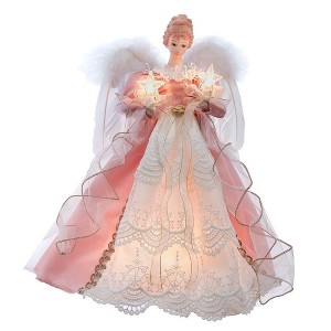 Kurt Adler 14-Inch UL 10-Light Pink and Ivory Angel Tree Topper - 1 of 4
