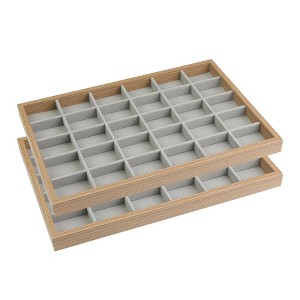 Unique Bargains Stackable Wood Light Brown Drawers Jewelry Trays Set of 2 - 1 of 4