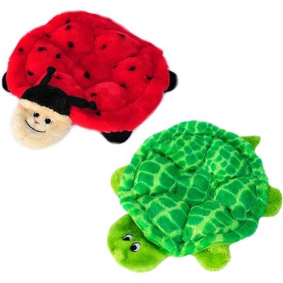 ZippyPaws Squeakie Crawlers - No Stuffing Dog Toys, Squeaky Pet Toy, Unstuffed Chew Toy, Turtle & Ladybug - 2 Pack, 10"