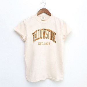 Simply Sage Market Women's Yellowstone Est. 1872 Short Sleeve Garment Dyed Tee - 1 of 4